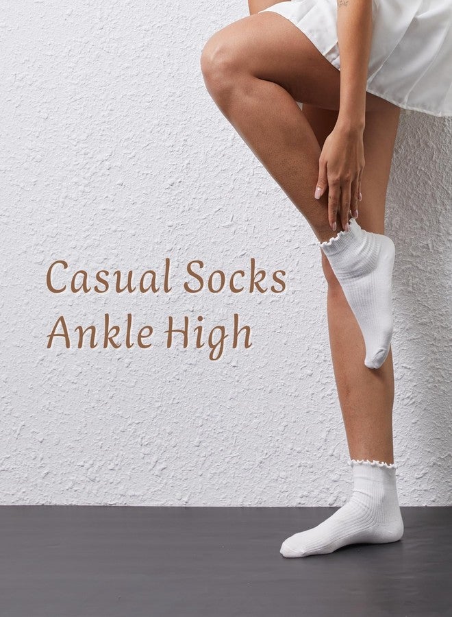 Soxbang 12 Pairs Cotton Quarter Socks for Women, Lightweight Non-Binding Mini Crew Sock, Cute Ruffle Ankle Sock for Uniform - Image 5